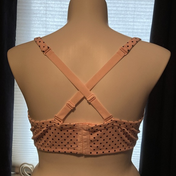 Cacique padded underwire convertible pink with black dots bra 44DD - Picture 5 of 6